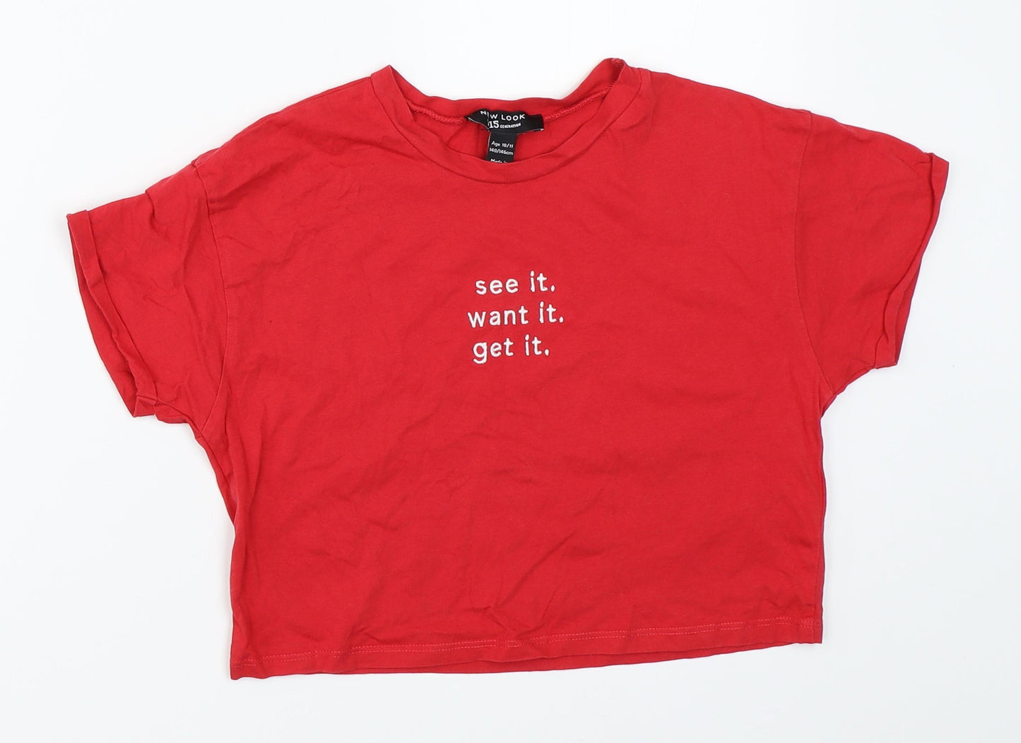 New Look Girls Red   Cropped T-Shirt Size 10-11 Years