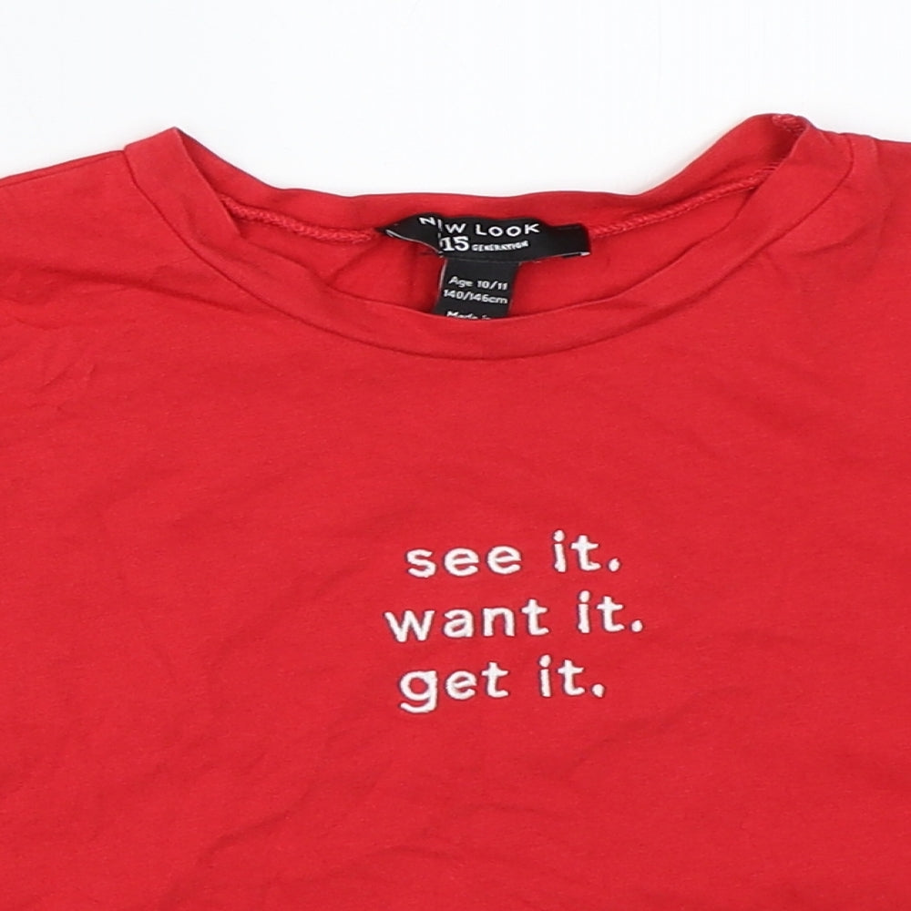 New Look Girls Red   Cropped T-Shirt Size 10-11 Years