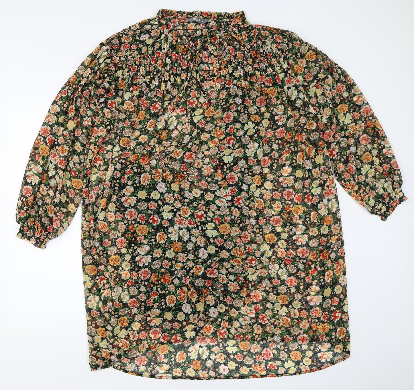 Nutmeg Womens Black Floral  Shift  Size 12