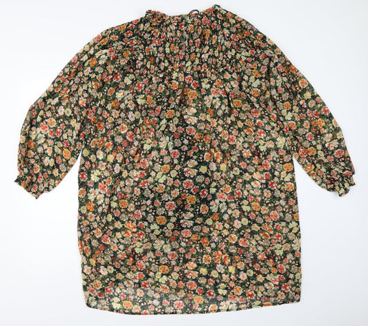 Nutmeg Womens Black Floral  Shift  Size 12