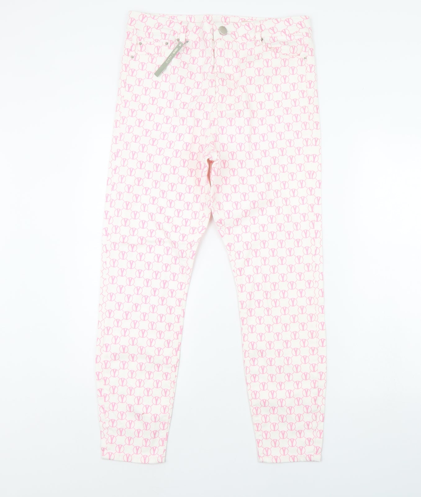 ASOS Womens White Geometric Denim Skinny Jeans Size 34 in L32 in