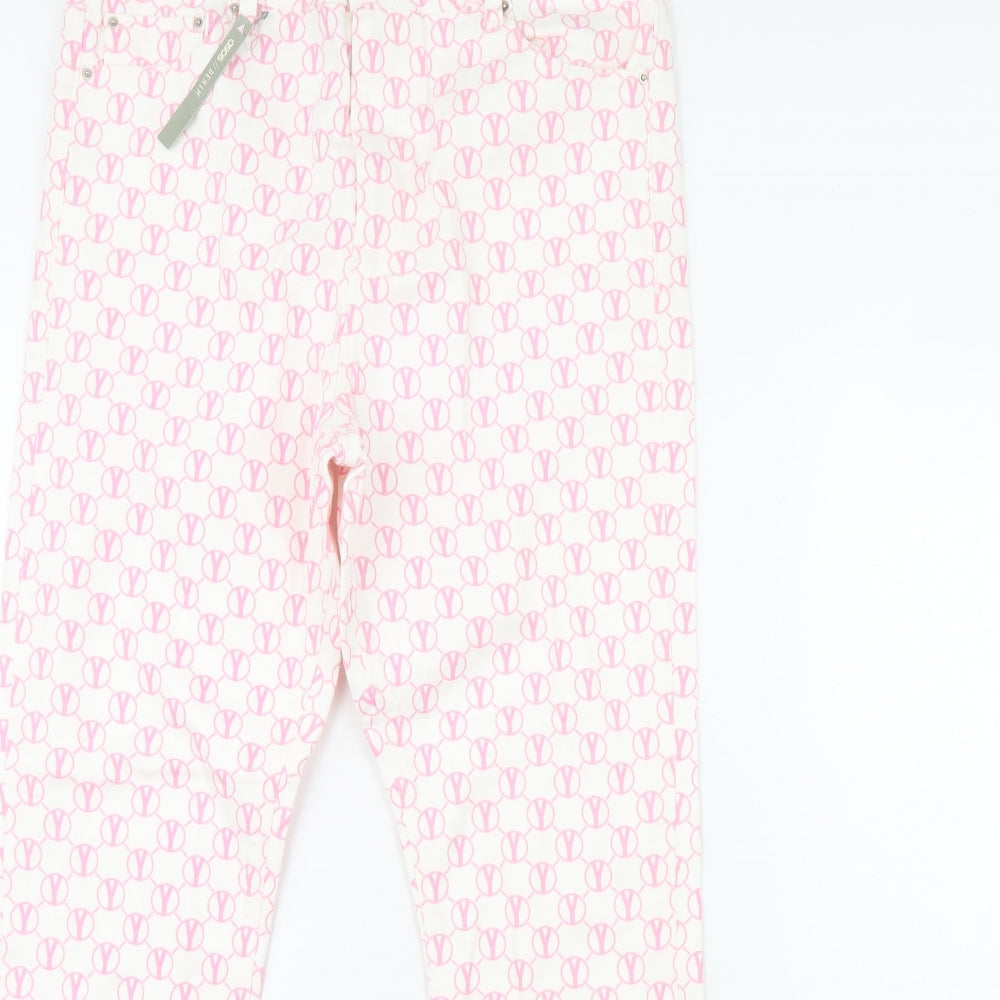 ASOS Womens White Geometric Denim Skinny Jeans Size 34 in L32 in