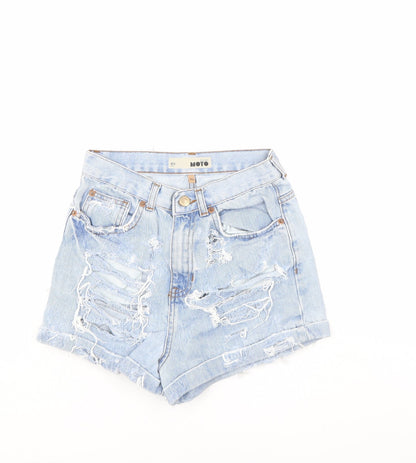 Topshop Womens Blue  Denim Cut-Off Shorts Size 26 in
