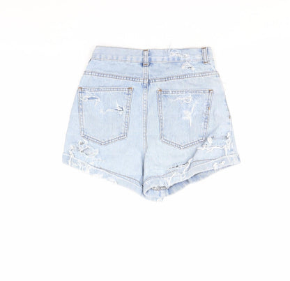 Topshop Womens Blue  Denim Cut-Off Shorts Size 26 in