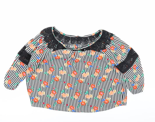 Papaya Womens White Striped  Basic Blouse Size 14