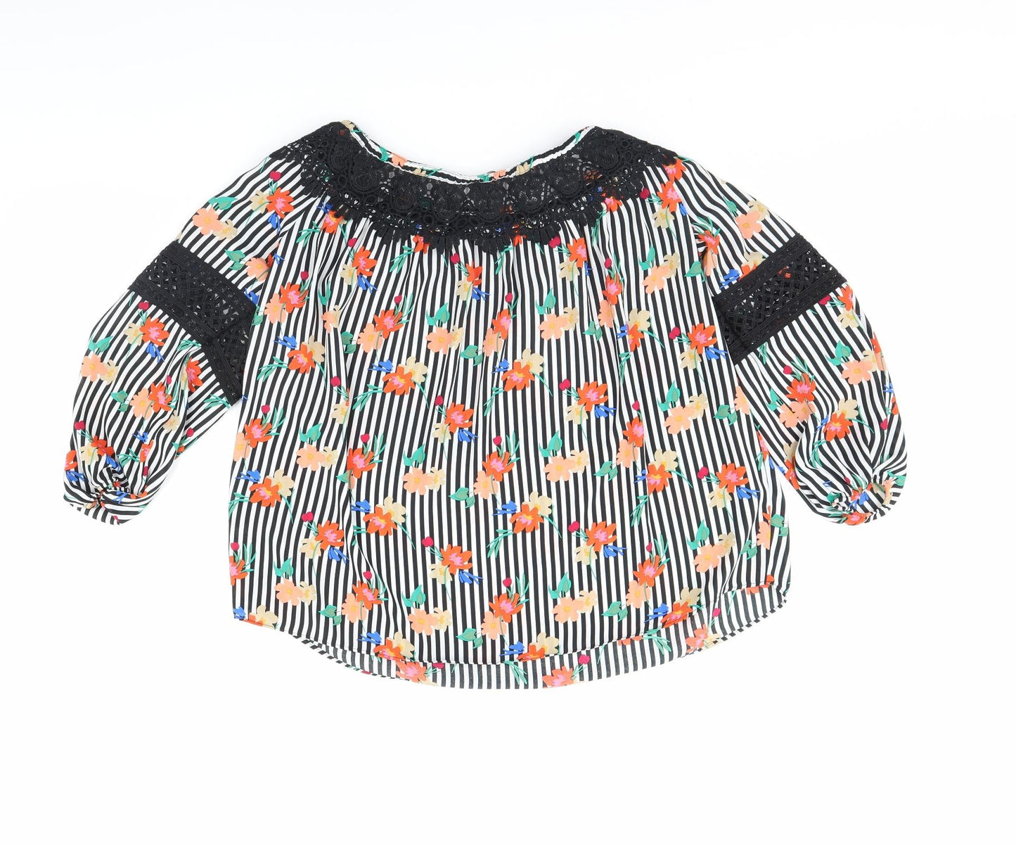 Papaya Womens White Striped  Basic Blouse Size 14