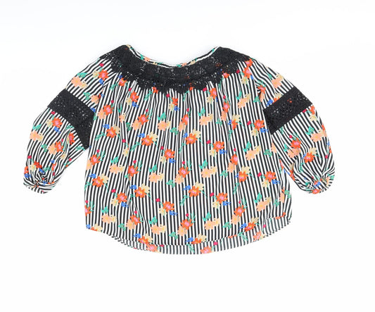 Papaya Womens White Striped  Basic Blouse Size 14