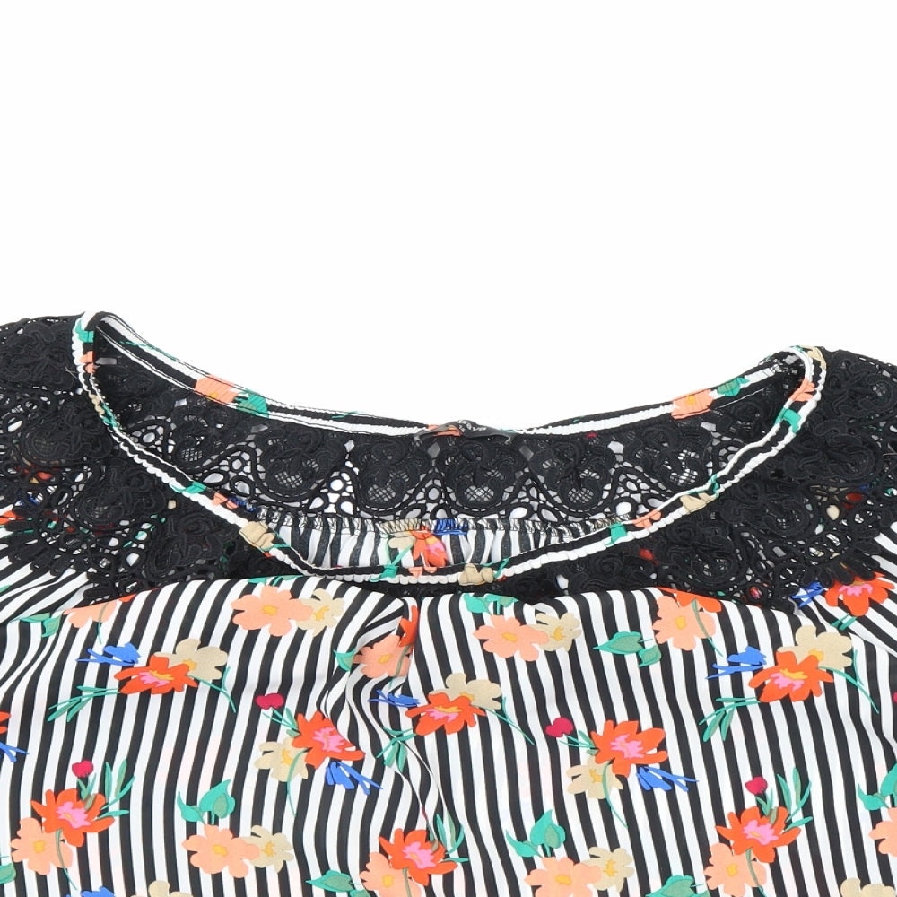 Papaya Womens White Striped  Basic Blouse Size 14