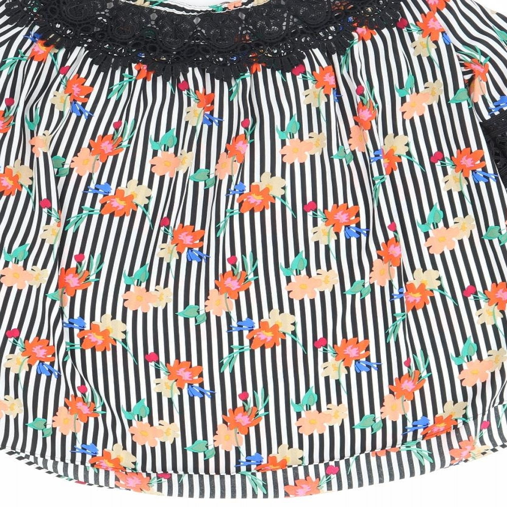 Papaya Womens White Striped  Basic Blouse Size 14