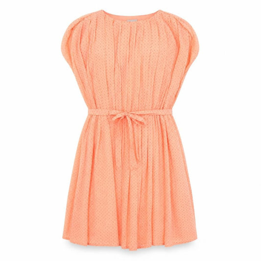 Front view of Vera Moda women’s orange polka dot fit & flare, size S
