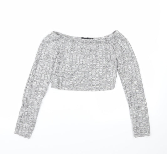 Womens UK Size S PRETTYLITTLETHING Grey Basic T-Shirt