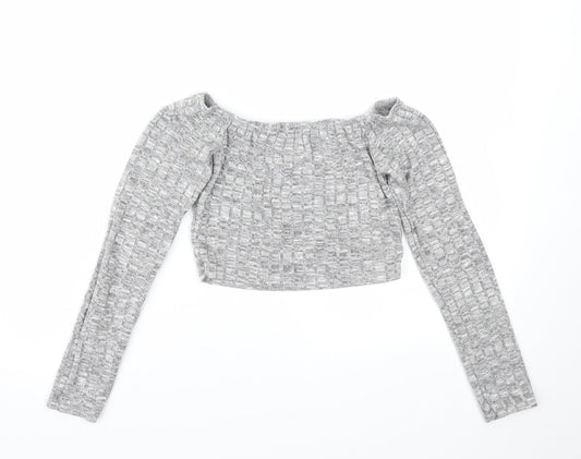 Womens UK Size S PRETTYLITTLETHING Grey Basic T-Shirt