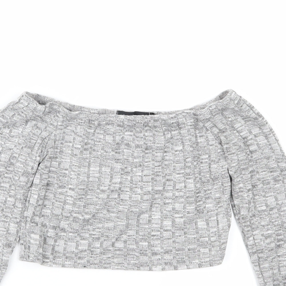 Womens UK Size S PRETTYLITTLETHING Grey Basic T-Shirt