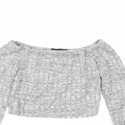 Womens UK Size S PRETTYLITTLETHING Grey Basic T-Shirt