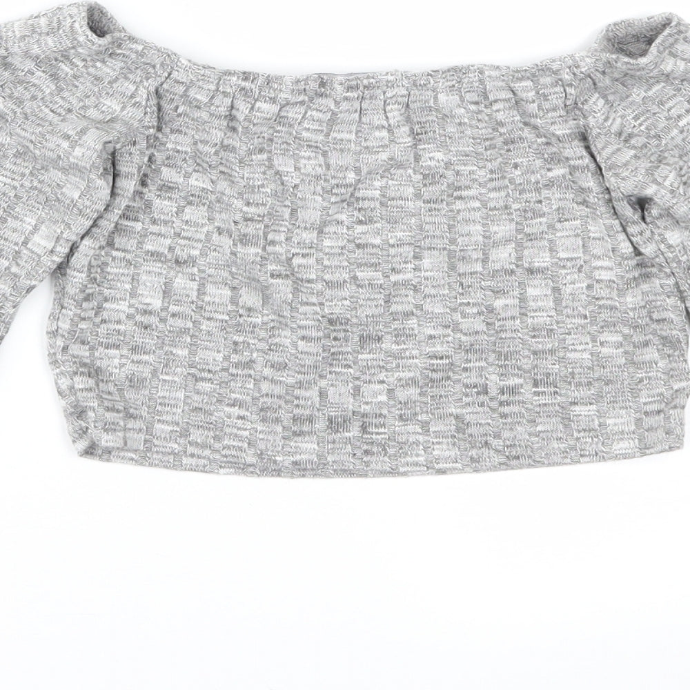 Womens UK Size S PRETTYLITTLETHING Grey Basic T-Shirt