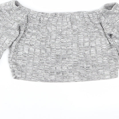 Womens UK Size S PRETTYLITTLETHING Grey Basic T-Shirt
