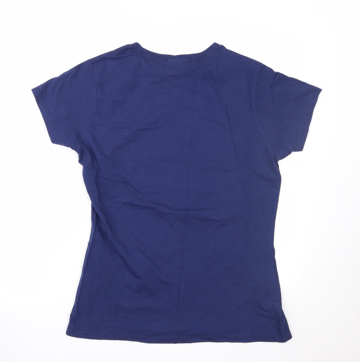 Womens UK Size M Port & Company Blue Basic T-Shirt