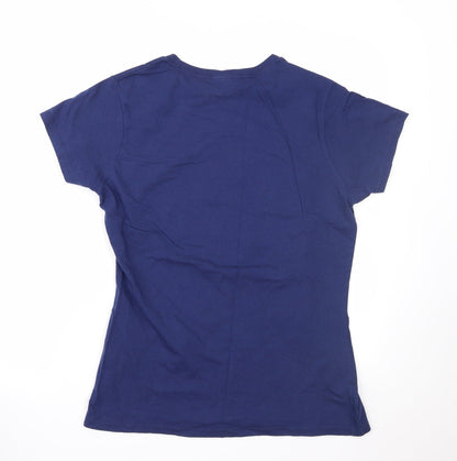Womens UK Size M Port & Company Blue Basic T-Shirt