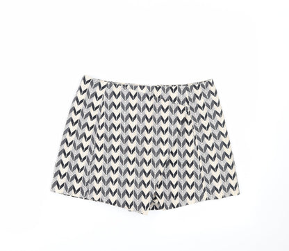 Topshop Womens Grey Geometric  Cut-Off Shorts Size 10