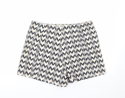 Topshop Womens Grey Geometric  Cut-Off Shorts Size 10