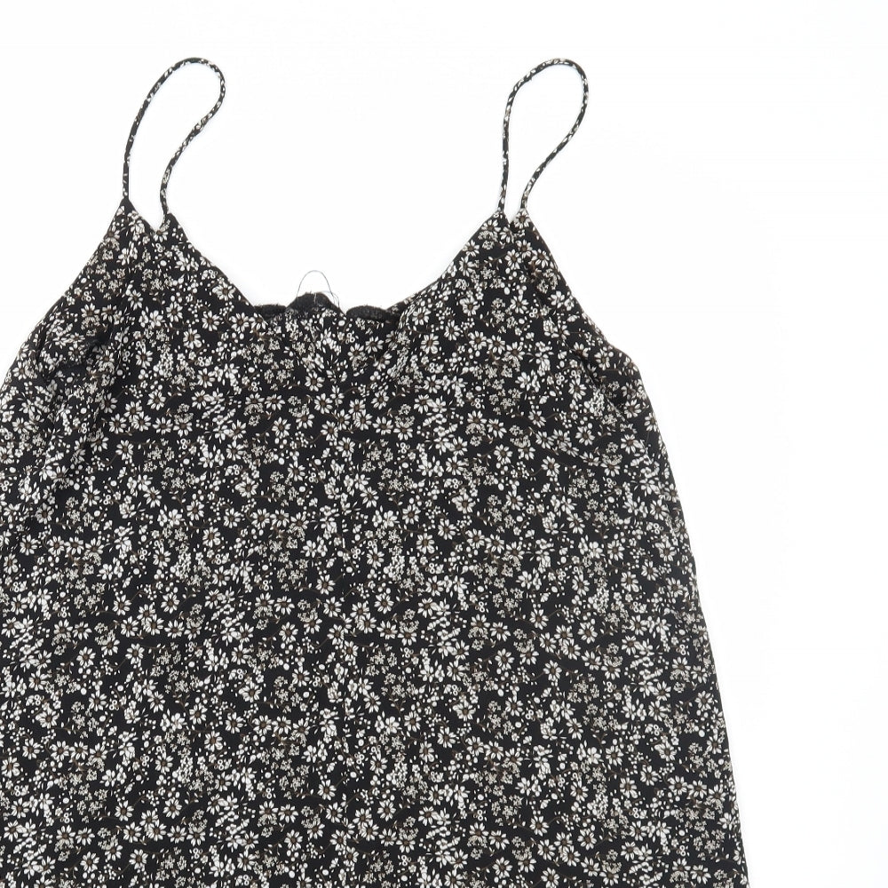 Primark Womens Black Floral  A-Line  Size 10