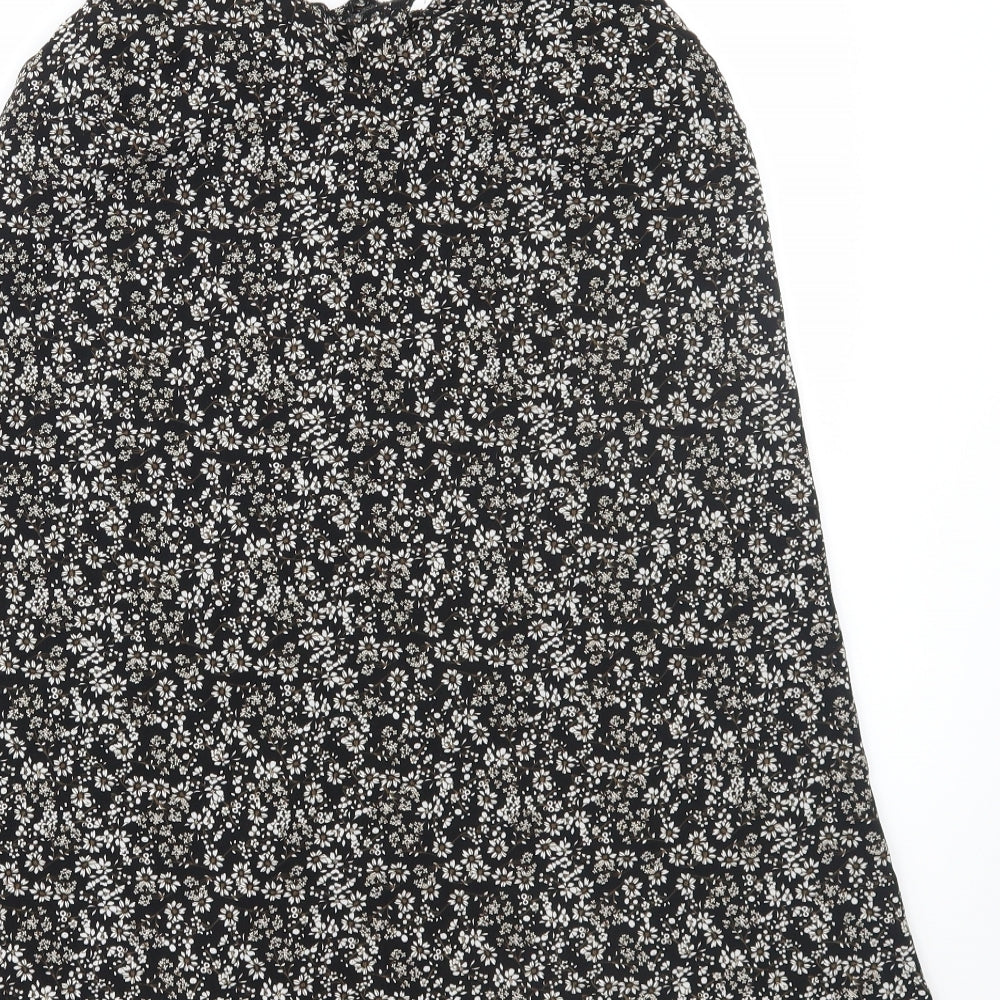 Primark Womens Black Floral  A-Line  Size 10