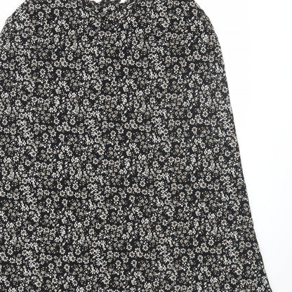 Primark Womens Black Floral  A-Line  Size 10