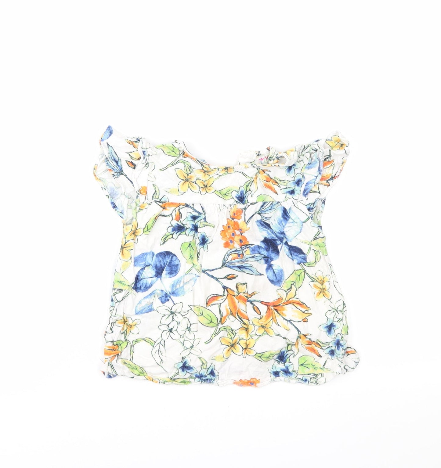 Nutmeg Girls White Floral  Basic T-Shirt Size 4-5 Years