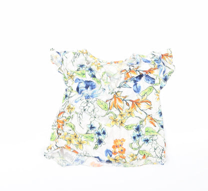 Nutmeg Girls White Floral  Basic T-Shirt Size 4-5 Years