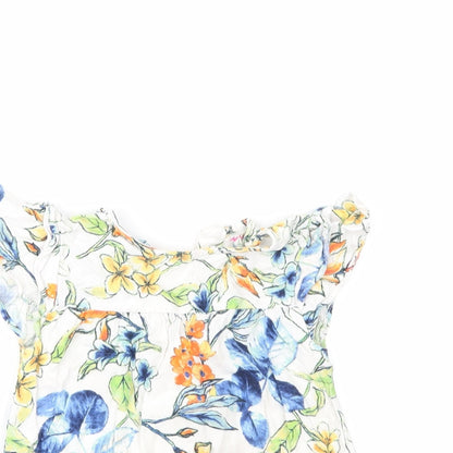 Nutmeg Girls White Floral  Basic T-Shirt Size 4-5 Years