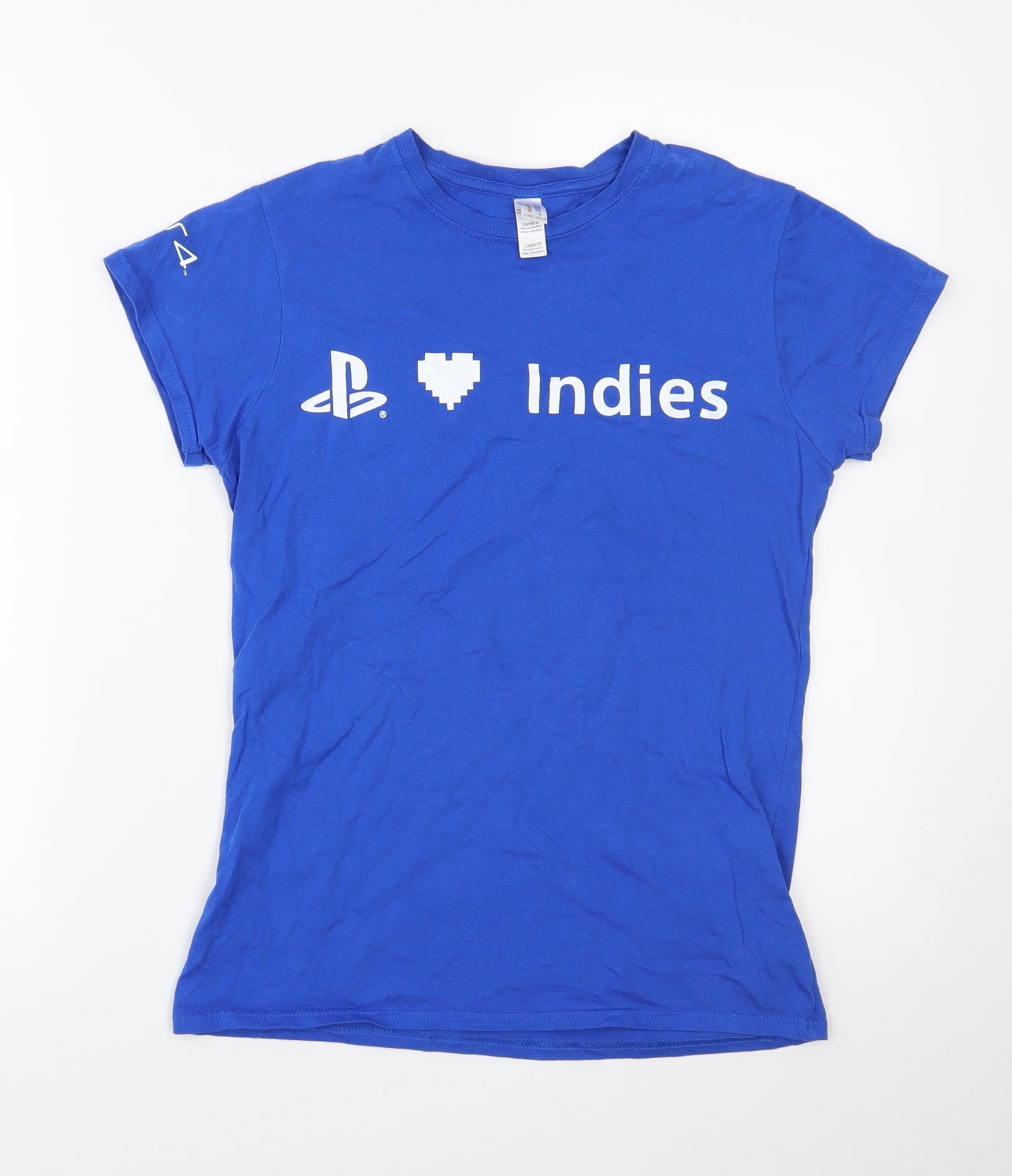 Womens UK Size M Gildan Blue Basic T-Shirt