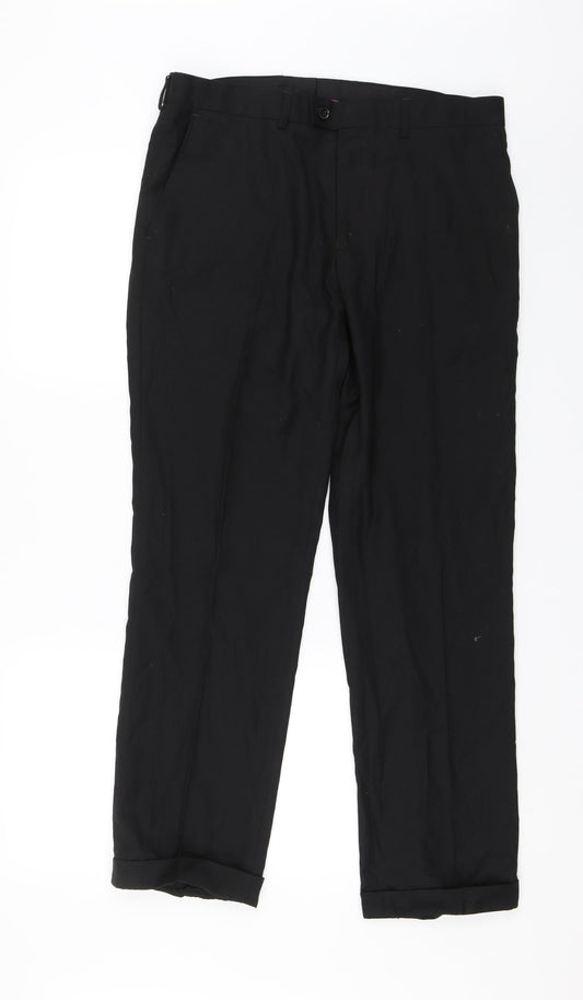 Taylor & Wright Mens Black   Dress Pants Trousers Size 32 in L26 in