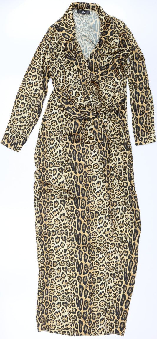 Missguided Womens Gold Animal Print  Shift  Size 4
