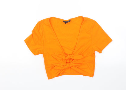 Womens UK Size 8 Topshop Orange Basic Blouse
