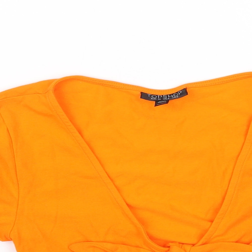 Womens UK Size 8 Topshop Orange Basic Blouse