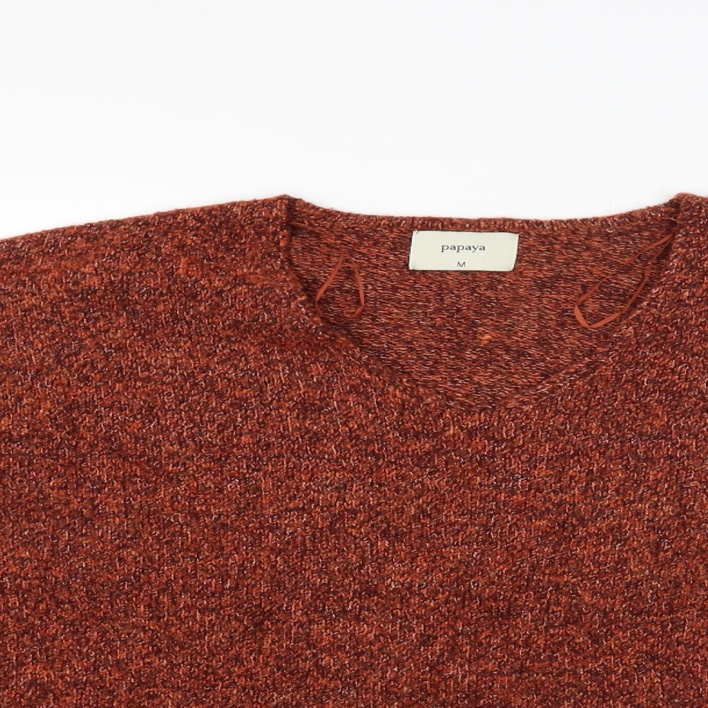 Womens UK Size M Papaya Red Pullover Jumper