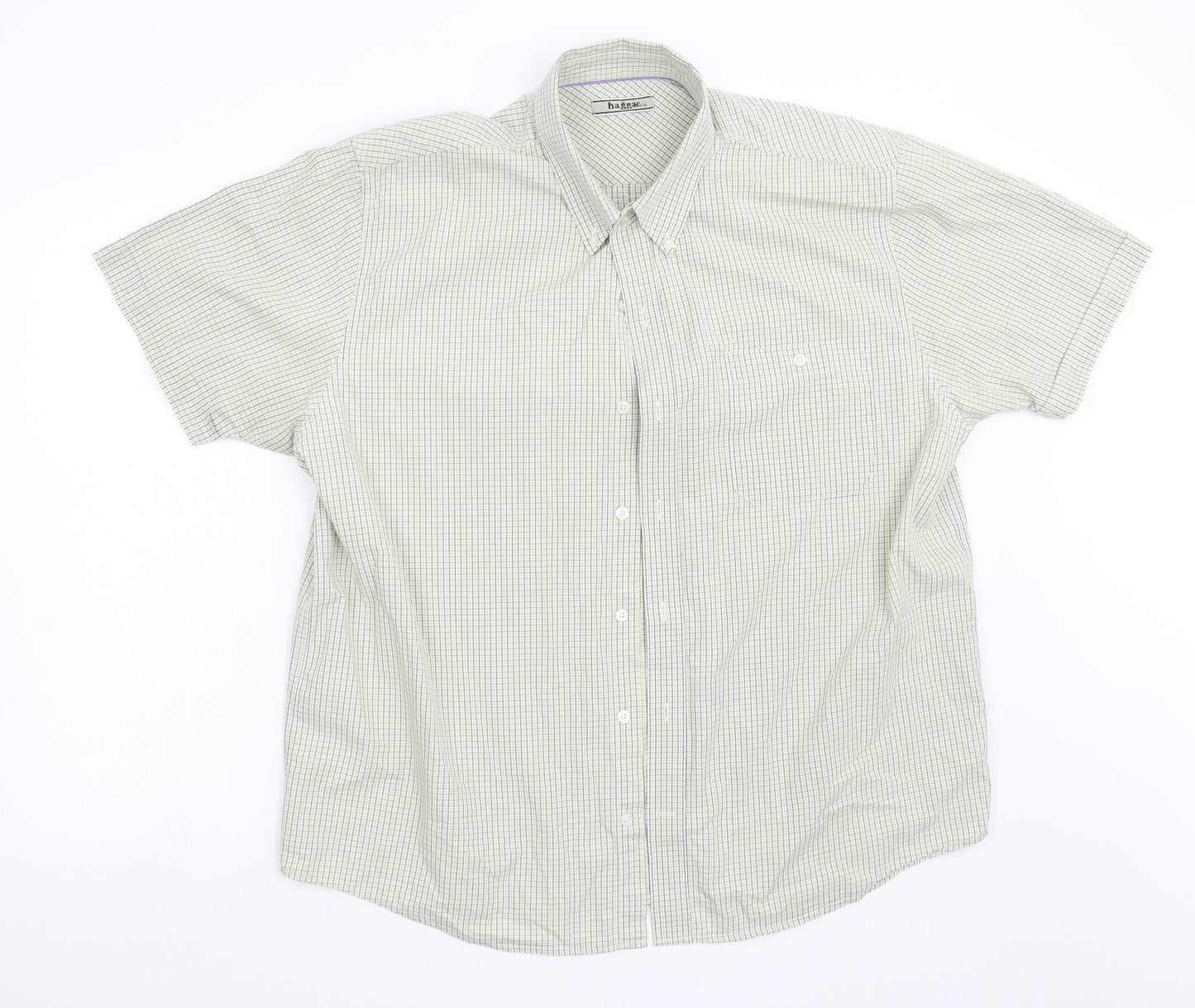 Mens UK Size XL Haggar Multicoloured  Button-Up Short Sleeve Casual Shirt