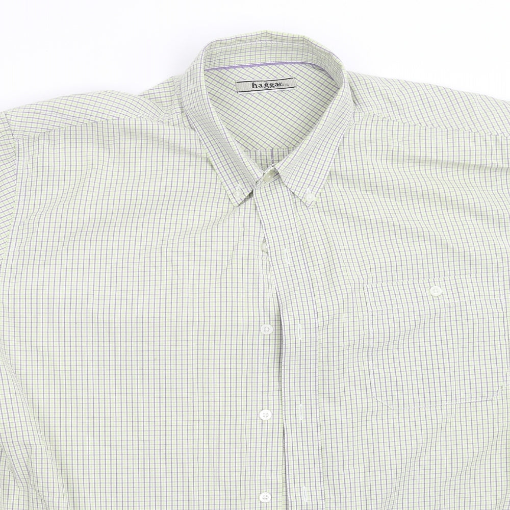 Mens UK Size XL Haggar Multicoloured  Button-Up Short Sleeve Casual Shirt
