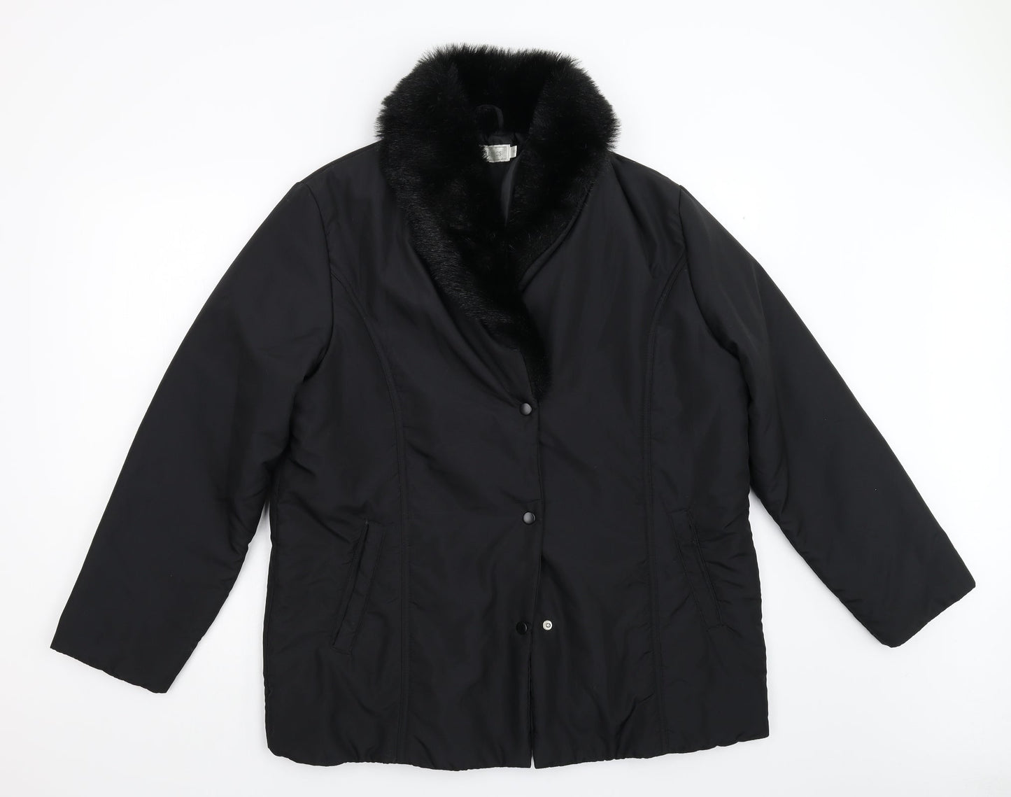 Classics Womens Black   Overcoat Coat Size 16