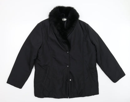 Classics Womens Black   Overcoat Coat Size 16