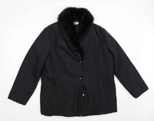 Classics Womens Black   Overcoat Coat Size 16