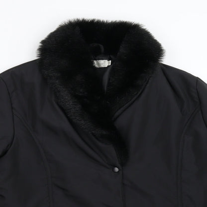 Classics Womens Black   Overcoat Coat Size 16