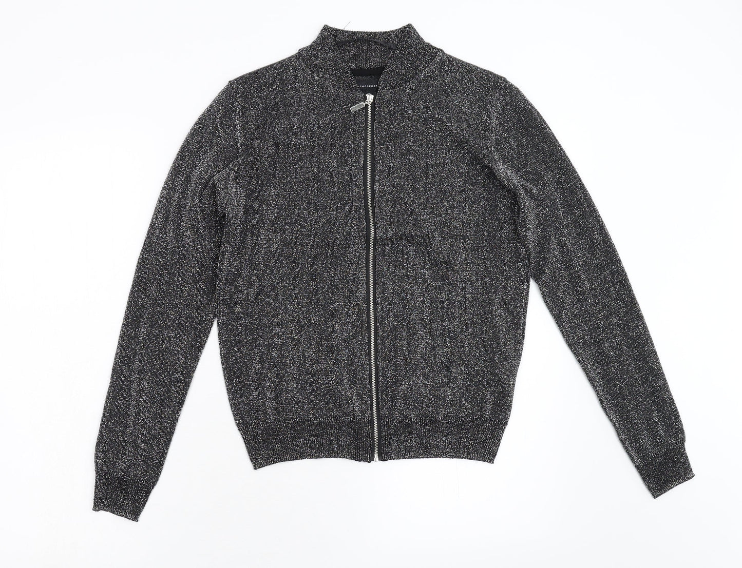 Primark Womens Black  Knit Full Zip Jumper Size 8