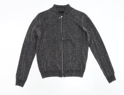 Primark Womens Black  Knit Full Zip Jumper Size 8