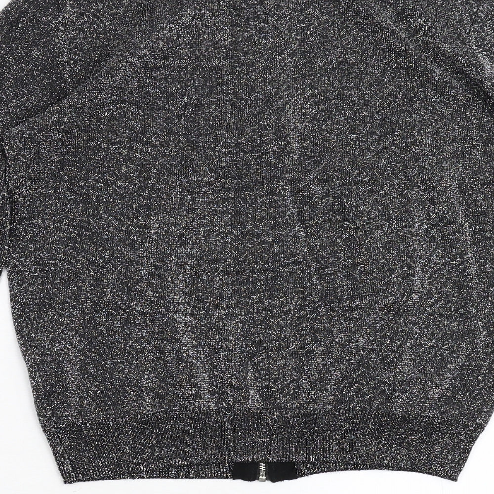 Primark Womens Black  Knit Full Zip Jumper Size 8