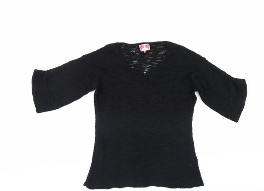Womens UK Size 12 Ribbon Black Pullover Jumper