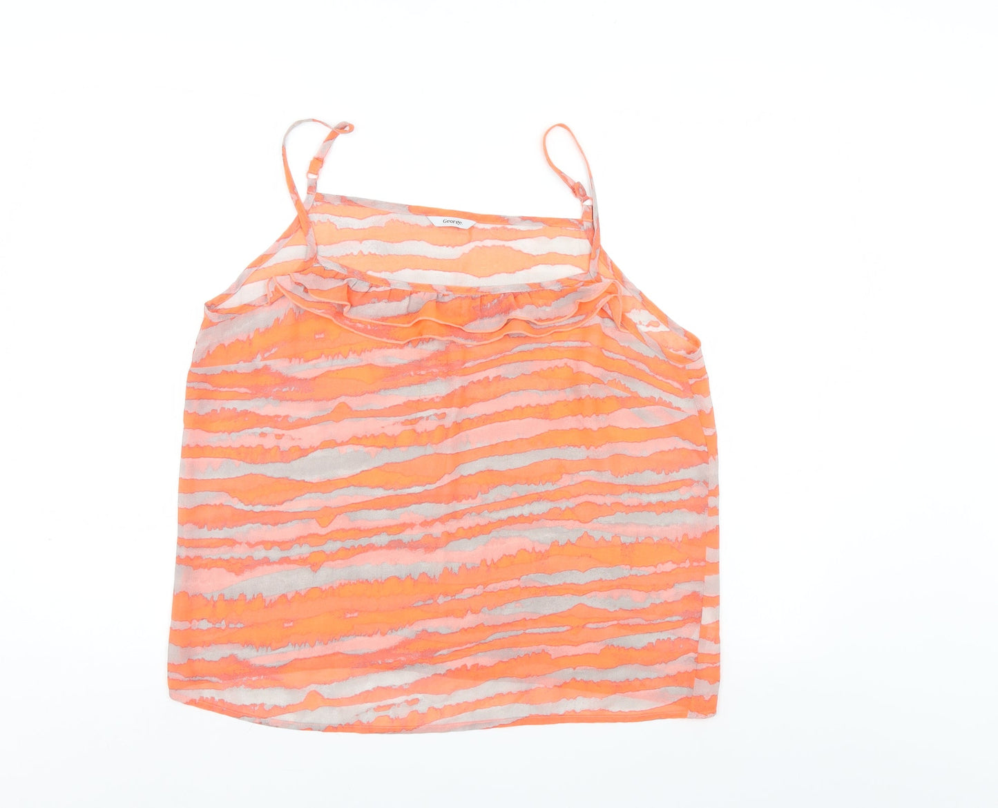 George Womens Orange Striped  Basic Blouse Size 16