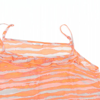 George Womens Orange Striped  Basic Blouse Size 16