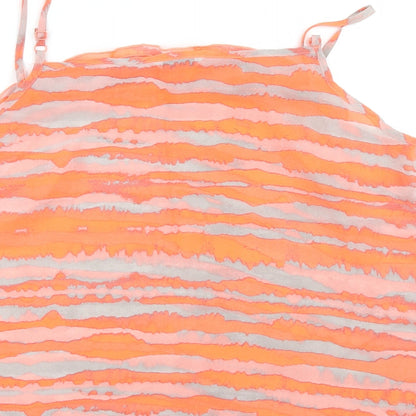 George Womens Orange Striped  Basic Blouse Size 16
