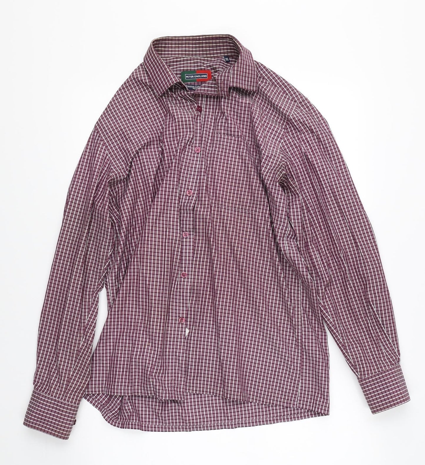 Mens UK Size L Peter England Red  Button-Up Long Sleeve Casual Shirt